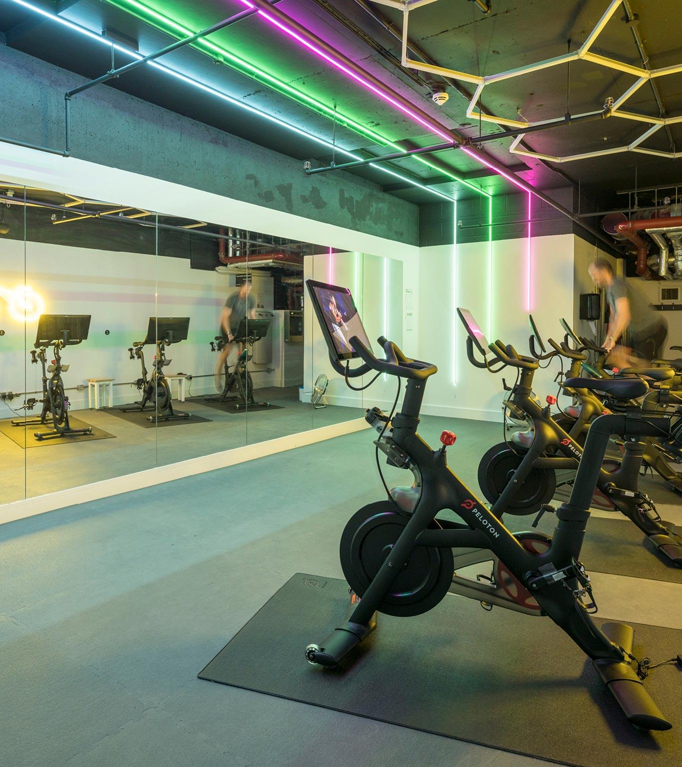 Peloton cycle studio at 50 Bank Street